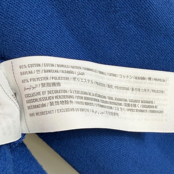 Abercrombie & Fitch Womens Blue V-Neck Sweater White Stripe. Size L. Cropped - Picture 6 of 6